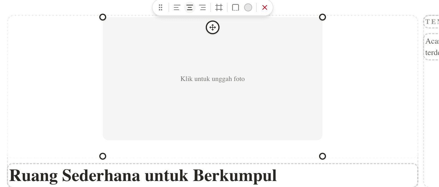 Contoh elemen terpilih siap diedit